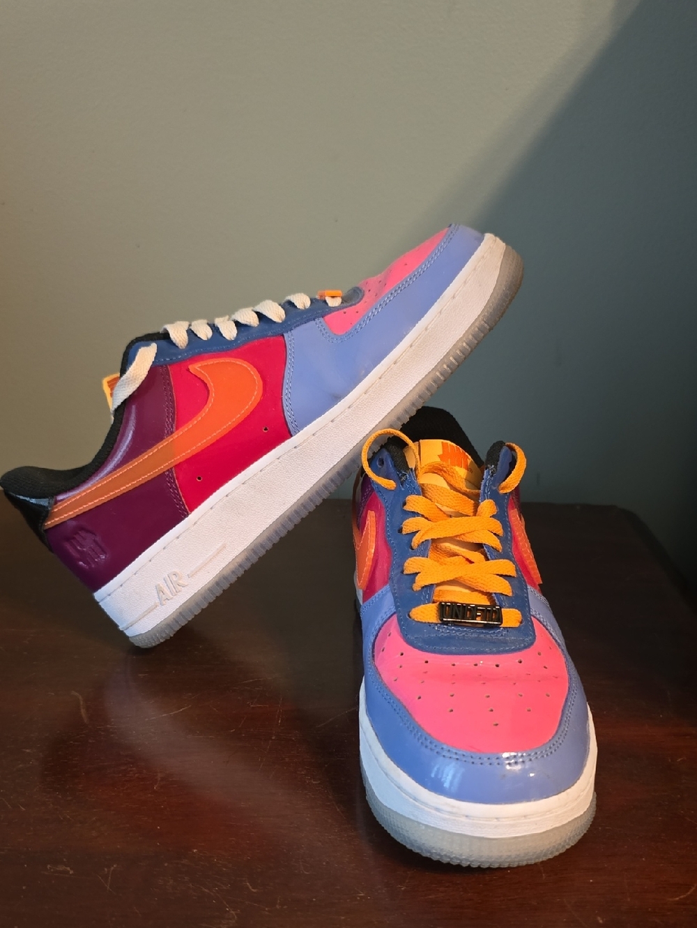 Nike Undefeated X Air Force One Women Colorblock Athletic Sneakers - Pink & Blue